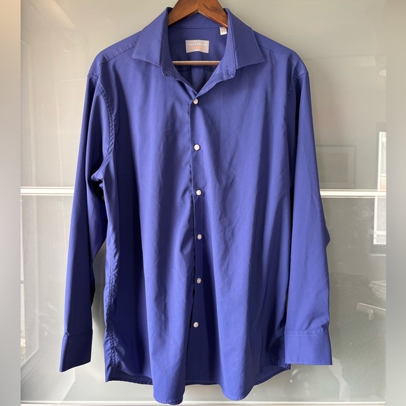 Perry Ellis Portfolio Shirt Mens 17 32 33 Blue Long Sleeve Tech Slim - Picture 1 of 7